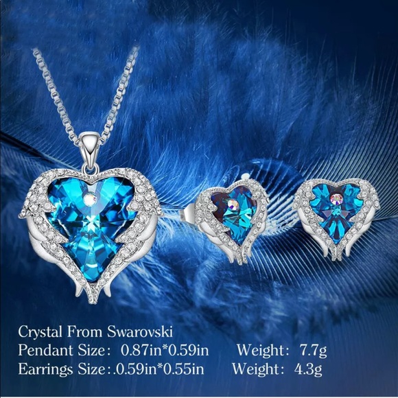 Angel Wings Swarovski Crystal Necklace/ Earrings - Picture 4 of 6